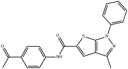 1H-Thieno[2,3-c]pyrazole-5-carboxamide,N-(4-acetylphenyl)-3-methyl-1-phenyl-(9CI) Struktur