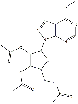 [3,4-diacetyloxy-5-(5-methylsulfanyl-2,4,8,9-tetrazabicyclo[4.3.0]nona -2,4,7,10-tetraen-9-yl)oxolan-2-yl]methyl acetate Struktur