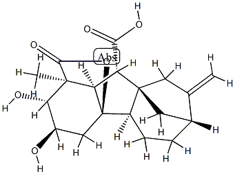 2β,3α,4aα-Trihydroxy-1β-methyl-8-methylenegibbane-1α,10β-dicarboxylic acid 1,4a-lactone Struktur