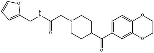 1-Piperidineacetamide,4-[(2,3-dihydro-1,4-benzodioxin-6-yl)carbonyl]-N-(2-furanylmethyl)-(9CI) Struktur