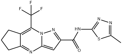 5H-Cyclopenta[d]pyrazolo[1,5-a]pyrimidine-2-carboxamide,6,7-dihydro-N-(5-methyl-1,3,4-thiadiazol-2-yl)-8-(trifluoromethyl)-(9CI) Struktur