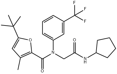 2-Furancarboxamide,N-[2-(cyclopentylamino)-2-oxoethyl]-5-(1,1-dimethylethyl)-3-methyl-N-[3-(trifluoromethyl)phenyl]-(9CI) Struktur