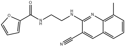 2-Furancarboxamide,N-[2-[(3-cyano-8-methyl-2-quinolinyl)amino]ethyl]-(9CI) Struktur