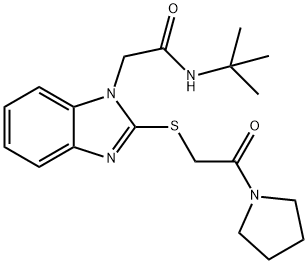 1H-Benzimidazole-1-acetamide,N-(1,1-dimethylethyl)-2-[[2-oxo-2-(1-pyrrolidinyl)ethyl]thio]-(9CI) Struktur