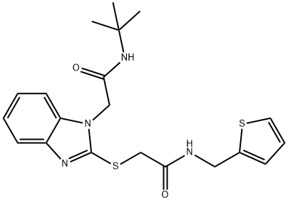 1H-Benzimidazole-1-acetamide,N-(1,1-dimethylethyl)-2-[[2-oxo-2-[(2-thienylmethyl)amino]ethyl]thio]-(9CI) Struktur