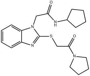 1H-Benzimidazole-1-acetamide,N-cyclopentyl-2-[[2-oxo-2-(1-pyrrolidinyl)ethyl]thio]-(9CI) Struktur