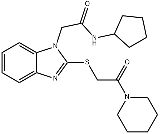 1H-Benzimidazole-1-acetamide,N-cyclopentyl-2-[[2-oxo-2-(1-piperidinyl)ethyl]thio]-(9CI) Struktur