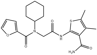 2-Furancarboxamide,N-[2-[[3-(aminocarbonyl)-4,5-dimethyl-2-thienyl]amino]-2-oxoethyl]-N-cyclohexyl-(9CI) Struktur