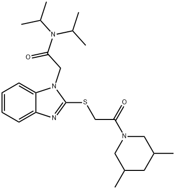 1H-Benzimidazole-1-acetamide,2-[[2-(3,5-dimethyl-1-piperidinyl)-2-oxoethyl]thio]-N,N-bis(1-methylethyl)-(9CI) Struktur