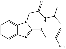 1H-Benzimidazole-1-acetamide,2-[(2-amino-2-oxoethyl)thio]-N-(1-methylethyl)-(9CI) Struktur