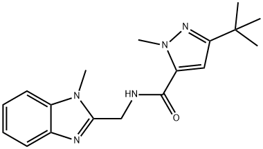 1H-Pyrazole-5-carboxamide,3-(1,1-dimethylethyl)-1-methyl-N-[(1-methyl-1H-benzimidazol-2-yl)methyl]-(9CI) Struktur