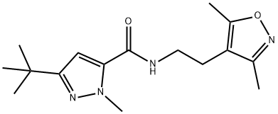 1H-Pyrazole-5-carboxamide,3-(1,1-dimethylethyl)-N-[2-(3,5-dimethyl-4-isoxazolyl)ethyl]-1-methyl-(9CI) Struktur