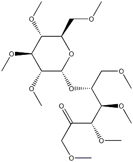 1-O,3-O,4-O,6-O-Tetramethyl-5-O-(2-O,3-O,4-O,6-O-tetramethyl-α-D-glucopyranosyl)-D-fructose Struktur