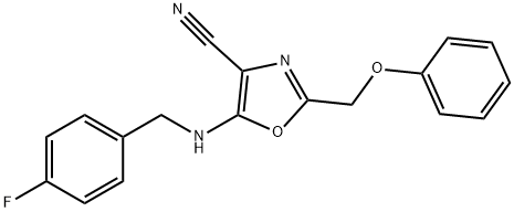 5-[(4-fluorobenzyl)amino]-2-(phenoxymethyl)-1,3-oxazole-4-carbonitrile Struktur