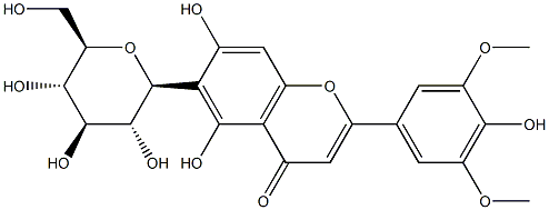 6-(β-D-Glucopyranosyl)-5,7-dihydroxy-2-(4-hydroxy-3,5-dimethoxyphenyl)-4H-1-benzopyran-4-one Struktur