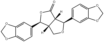 (3S)-3α,6α-Bis(3,4-methylenedioxyphenyl)-3aα,4,6,6aα-tetrahydro-1H,3H-furo[3,4-c]furan-1-one Struktur