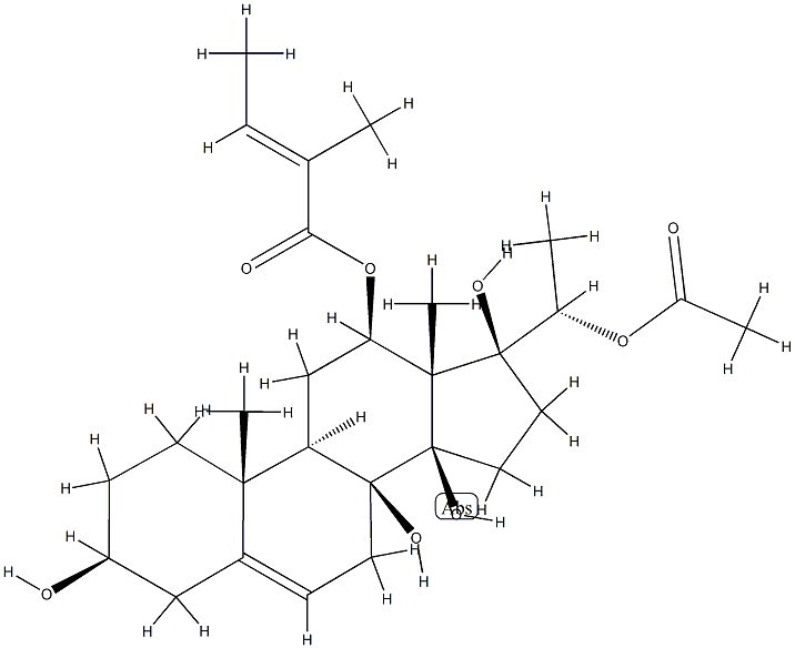 (17S,20S)-Pregn-5-ene-3β,8,12β,14β,17,20-hexol 20-acetate 12-[(E)-2-methyl-2-butenoate] Struktur