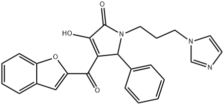 4-(1-benzofuran-2-ylcarbonyl)-3-hydroxy-1-[3-(1H-imidazol-1-yl)propyl]-5-phenyl-1,5-dihydro-2H-pyrrol-2-one Struktur