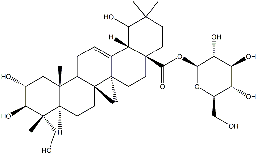 2α,3β,19α,23-Tetrahydroxyolean-12-en-28-oic acid β-D-glucopyranosyl ester Struktur