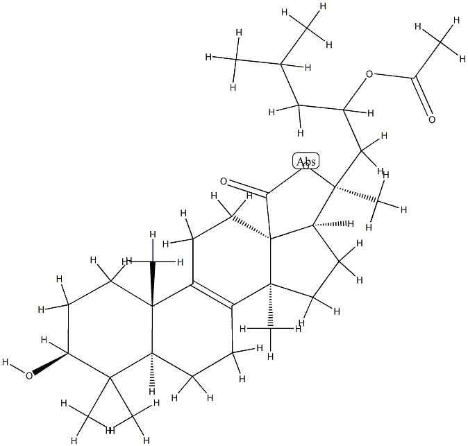 23-Acetoxy-3β,20-dihydroxy-5α-lanost-8-en-18-oic acid γ-lactone Struktur