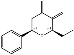 2H-Pyran,2-ethyltetrahydro-3,4-bis(methylene)-6-phenyl-,(2R,6R)-rel-(9CI) Struktur