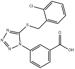 3-{5-[(2-chlorobenzyl)sulfanyl]-1H-tetraazol-1-yl}benzoic acid Struktur