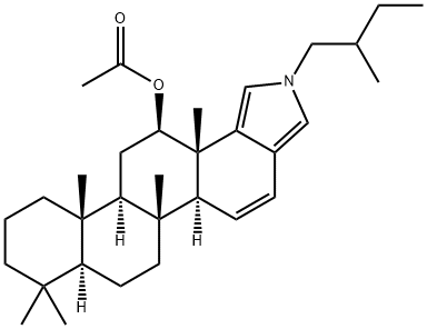 4,4,8-Trimethyl-1'-(2-methylbutyl)-1'H-D-homo-5α-androstano[17,17a-c]pyrrol-15-en-12β-ol acetate Struktur