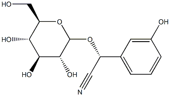 (S)-α-(β-D-Glucopyranosyloxy)-3-hydroxybenzeneacetonitrile Struktur