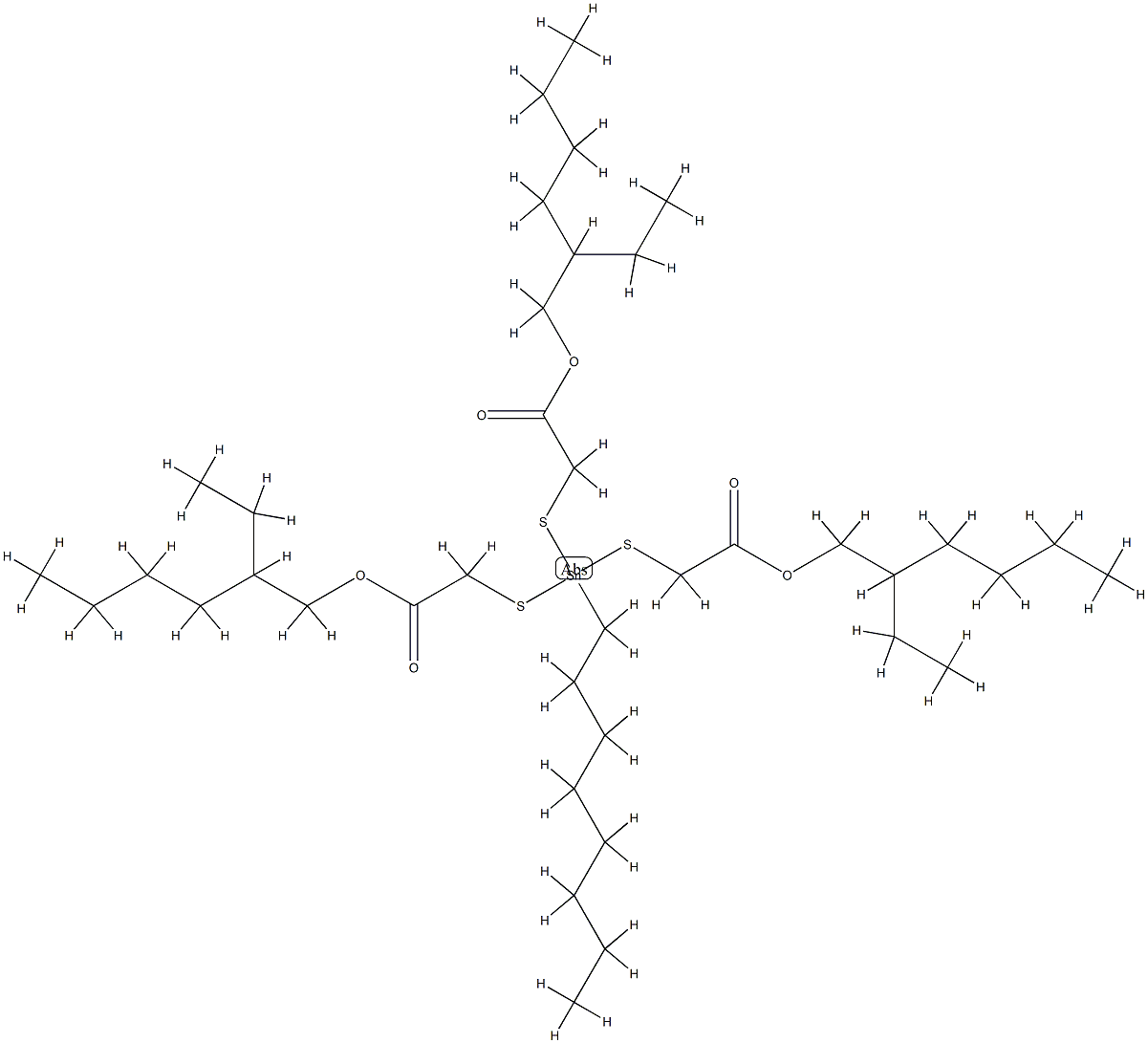 2-ethylhexoxycarbonylmethanethiolate, octyltin Struktur