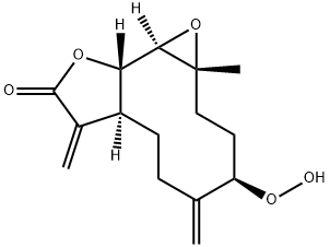 (1aR,4R,7aS,10aS,10bR)-2,3,4,5,6,7,7a,8,10a,10b-Decahydro-4-hydroperoxy-1a-methyl-5,8-bis(methylene)oxireno[9,10]cyclodeca[1,2-b]furan-9(1aH)-one Struktur