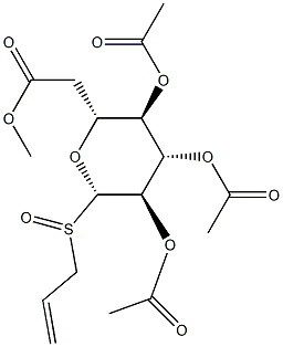 .beta.-D-Glucopyranose, 1-deoxy-1-(2-propenylsulfinyl)-, tetraacetate Struktur