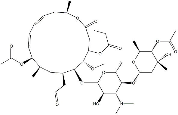 Leucomycin V, 4(sup B),9-diacetate 3-propanoate Struktur