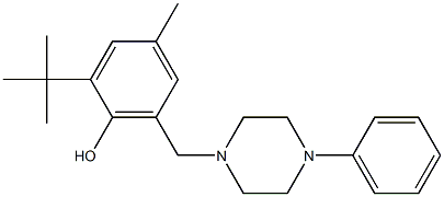 2-tert-butyl-4-methyl-6-[(4-phenyl-1-piperazinyl)methyl]phenol Struktur