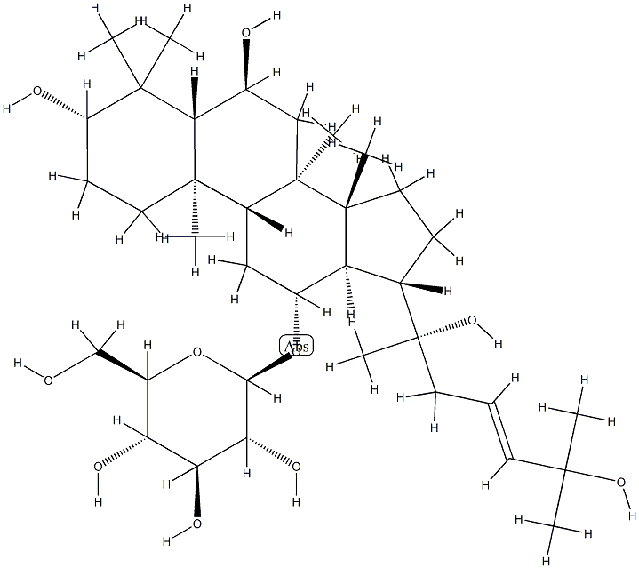 [(23E)-3β,6α,20,25-Tetrahydroxy-5α-dammar-23-en-12β-yl]β-D-glucopyranoside Struktur