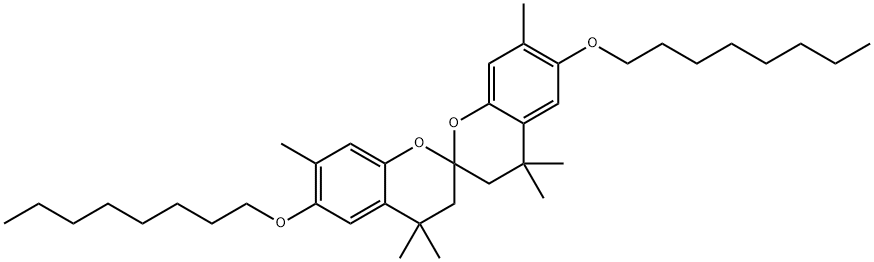 4,4,4',4',7,7'-Hexamethyl-6,6'-di(octyloxy)-2,2'-spirobichroman Struktur