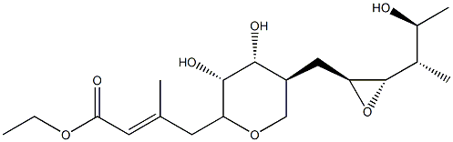 (2E)-3-Methyl-4-[[(2S)-3α,4α-dihydroxy-5β-[[(2S,3S)-3-[(1S,2S)-1-methyl-2-hydroxypropyl]oxiranyl]methyl]tetrahydro-2H-pyran]-2β-yl]-2-butenoic acid ethyl ester Struktur