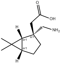 Bicyclo[3.1.0]hexane-2-acetic acid, 2-(aminomethyl)-6,6-dimethyl-, (1R,2S,5S)-rel- (9CI) Struktur