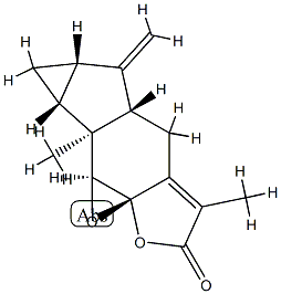 (5aS,1aS)-5,5aα,6,6aα,7,7aα,7b,7cβ-Octahydro-4,7bβ-dimethyl-6-methylene-3H-cycloprop[2,3]oxireno[4,5]indeno[5,6-b]furan-3-one Struktur