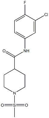 N-(3-chloro-4-fluorophenyl)-1-(methylsulfonyl)-4-piperidinecarboxamide Struktur