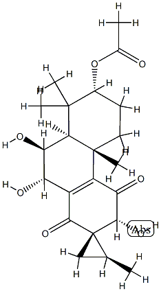 (2S,2'S)-3,4,4b,5,6,7,8,8aβ,9,10-Decahydro-2',4bα,8,8-tetramethyl-1,4-dioxospiro[phenanthrene-2(1H),1'-cyclopropane]-3β,7β,9α,10β-tetrol 7-acetate Struktur