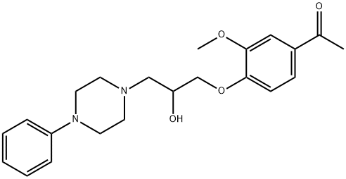 1-{4-[2-hydroxy-3-(4-phenyl-1-piperazinyl)propoxy]-3-methoxyphenyl}ethanone Struktur