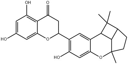 2-(1a,2,3,3a,8b,8c-Hexahydro-6-hydroxy-1,1,3a-trimethyl-4-oxa-1H-benzo[f]cyclobut[cd]inden-7-yl)-2,3-dihydro-5,7-dihydroxy-4H-1-benzopyran-4-one Struktur