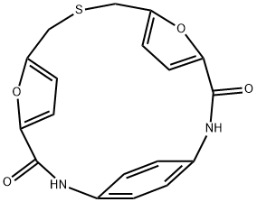 22,23-Dioxa-9-thia-2,16-diazatetracyclo[15.2.2.14,7.111,14]tricosa-4,6,11,13,17,19(1),20-heptaene-3,15-dione Struktur