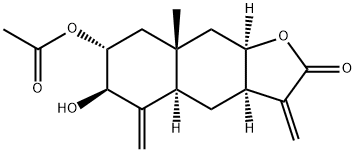 (3aR)-7α-Acetoxy-3a,4,4aα,5,6,7,8,8a,9,9aα-decahydro-6β-hydroxy-8aβ-methyl-3,5-bis(methylene)naphtho[2,3-b]furan-2(3H)-one Struktur