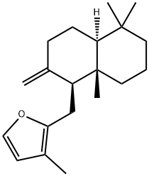 2-[[(1S,4aα)-Decahydro-5,5,8aβ-trimethyl-2-methylenenaphthalen-1β-yl]methyl]-3-methylfuran Struktur