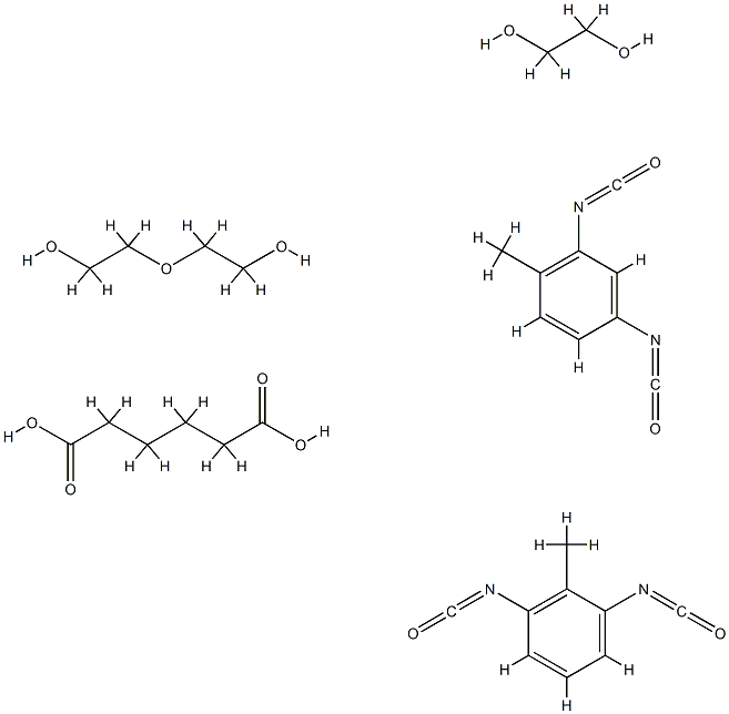 Hexanedioic acid, polymer with 1,3-diisocyanato-2-methylbenzene, 2,4-diisocyanato-1-methylbenzene, 1,2-ethanediol and 2,2'-oxybis[ethanol] Struktur