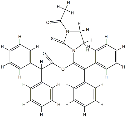 α-Phenylbenzeneacetic acid 1-(3-acetyl-2-thioxoimidazolidin-1-yl)-2,2-diphenylethenyl ester Struktur