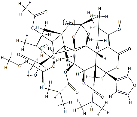 6-Hydroxy-15-[(Z)-1-hydroxy-2-methylpropylidene]-11α,12α-bis(2-methyl-1-oxopropoxy)phragmalin 3,30-diacetate Struktur