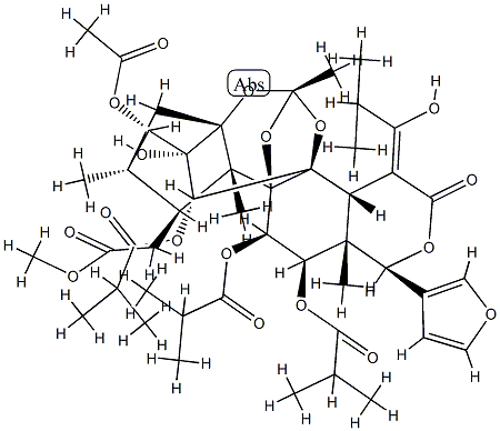 15-[(Z)-1-Hydroxy-2-methylpropylidene]-11α,12α-bis(2-methyl-1-oxopropoxy)phragmalin 3-acetate 30-(2-methylpropanoate) Struktur