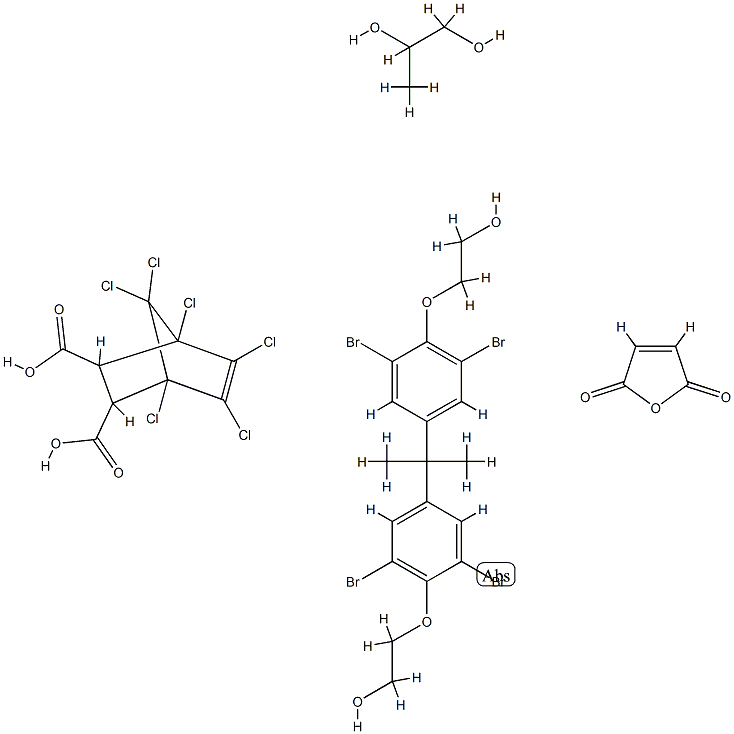 Bicyclo[2.2.1]hept-5-ene-2,3-dicarboxylic acid, 1,4,5,6,7,7-hexachloro-, polymer with 2,5-furandione, 2,2'-[(1-methylethylidene) bis[(2,6-dibromo-4,1-phenylene)oxy]]bis[ethanol] and 1,2-propanediol Struktur